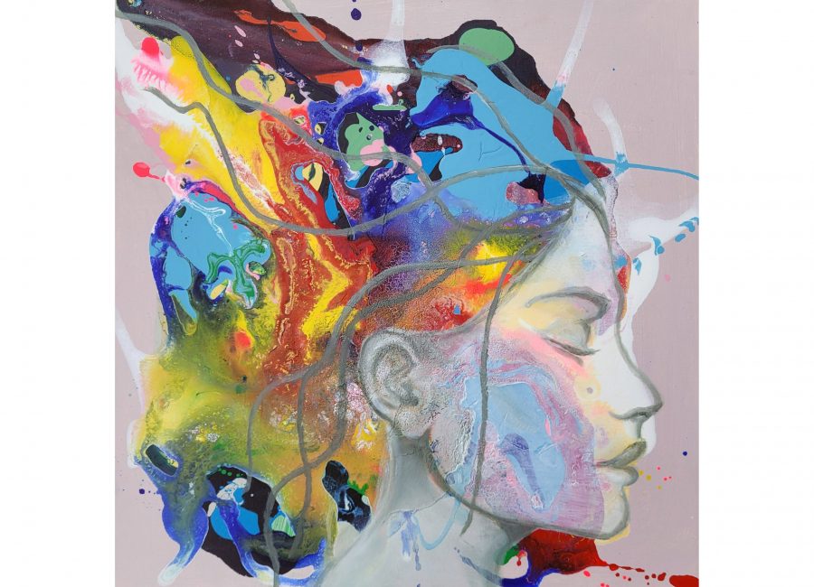 Petra Kost: Wild at mind40 x 40 cm, Acrylic and oil on canvas ( 2025 )